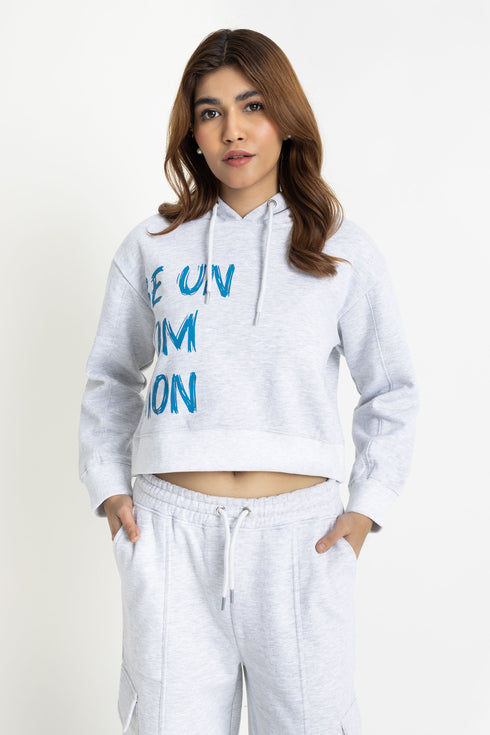 The Grey Boxy Crop Hoodie